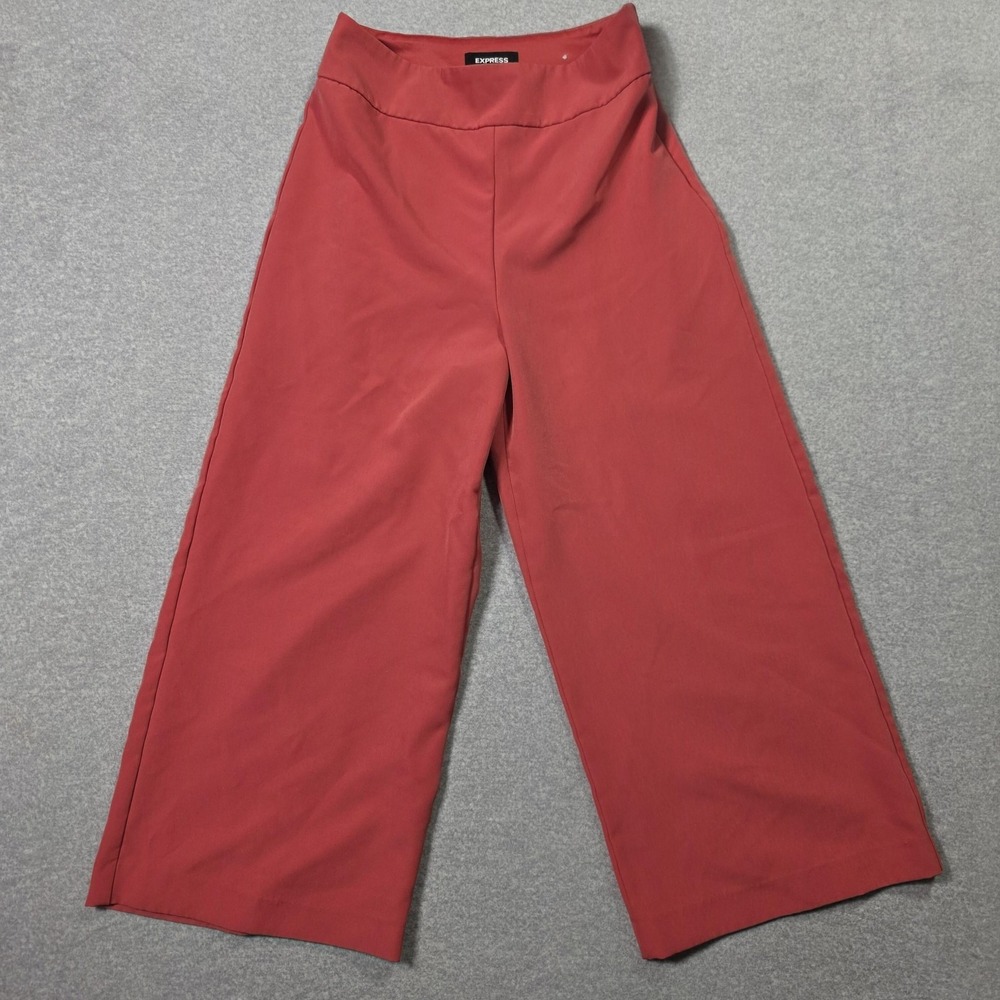 Express Culottes Pants Womens 6 Red High Rise Cropped Wide Leg Stretch Workwear